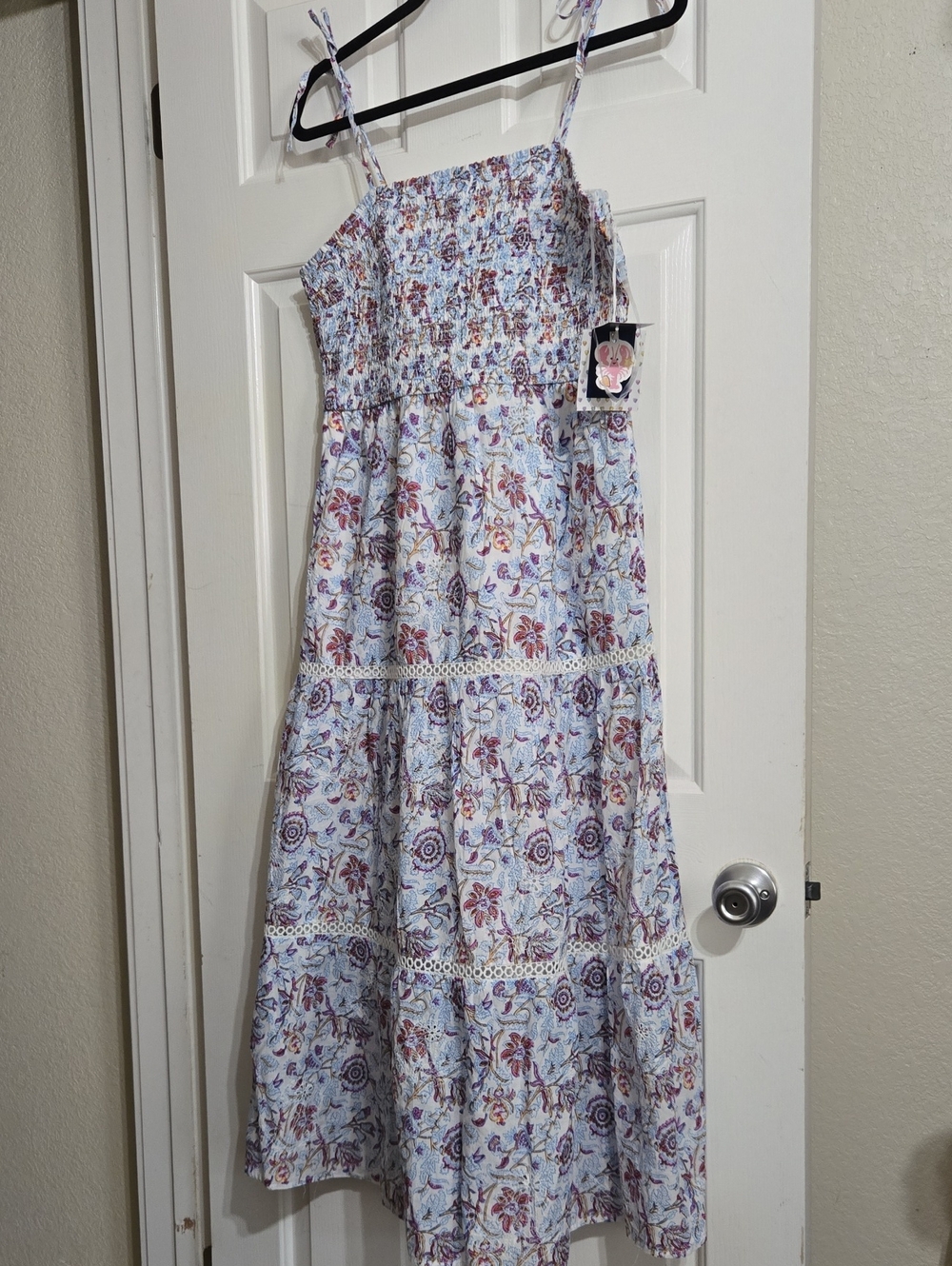 Roller Rabbit White Sundress with Lavender & Dusty Rose Floral Print